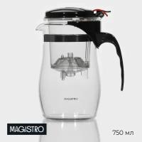 Чайник стеклянный заварочный Magistro «Мехико», с металлическим ситом, пластиковая колба
