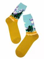 Пшеничное поле с кипарисом Ван Гог - Носки женские / Носки с картинами / Хлопковые носки / АРТ носки
