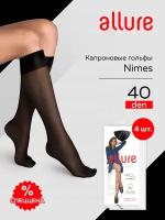 Набор гольфы женские Cr NIMES 40 NERO, 4 пары, размер универскальный,гольфы женские капроновые, высокие, черные