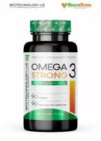 Biotechnology.US Omega 3 Strong 90 софтгель капсул Омега 3, Рыбий жир, Omega 3, БАД, для мужчин, для женщин