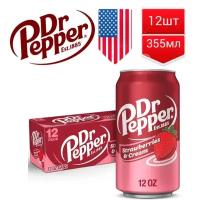 Газированный напиток Dr Pepper Strawberries & Cream Клубника и Сливки США, 355 мл 12шт