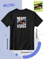 Футболка пальмы море и закат Miami Florida-Майами Флорида