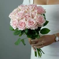 Розы розовые 23 штуки, «Грейси» под ленту 43 см Россия(большой бутон)