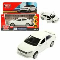 Машина металл Volkswagen Polo12 см, (двери, багаж, белый) инерц, в коробке