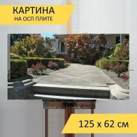 Картина на ОСП 125х62 см. "Путь, дорожка, передний двор" горизонтальная, для интерьера, с креплениями