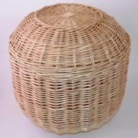 Короб(корзина) плетеный круглый "Пуфик" съемная крышка, ручное плетение из лозы