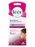 Восковые полоски для лица Veet с ароматом бархатной розы и эфирными маслами, 20 шт