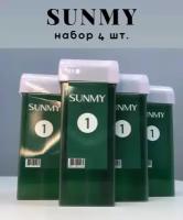 Набор: воск для депиляции в картриджах "1" азулен, Sunmy, 4 шт. по 100 мл (средство для удаления волос, для рук и ног)