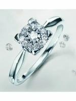 Кольцо обручальное Кольцо "Passion for Diamonds" ("Бриллиантовая страсть") размер 16.5, серебро, 925 проба, платинирование, муассанит, бриллиант