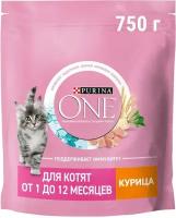 Сухой корм для котят Purina ONE от 1 до 12 месяцев с высоким содержанием курицы 750г