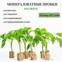 Минеральные пробки для рассады, укоренения черенков, проращивания семян, гидропоники 100шт 22*28мм