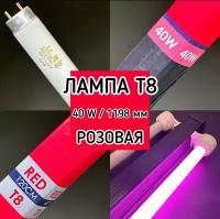 Лампа Т8 40W (1200 мм) BIO LUX розовая / фито лампа для живых растений, яркости аквариума, люминисцентная