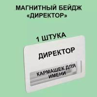 Магнитный Бейдж "Директор" 1 шт. Серебристый