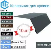 Капельник для кровли - карнизная планка Ral 7024 (10шт) 1.25м (100х40)