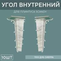 Внутренний угол 72мм для напольного плинтуса Scandy 5 блистеров по 2 шт, цвет: Дуб Сиерра