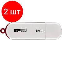 Комплект 2 штук, Флеш-память Silicon Power LuxMini 320 16Gb/USB 2.0/Белый (SP016GbUF2320V1W)