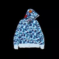 BAPE Big ABC Camo Shark Full Zip Hoodie Blue (S)