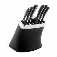 Набор из 6-ти ножей из высокоуглеродистой нержавеющей стали в пластиковой подставке с точилкой, рукоять пластик, черный, серия Signature Knives, Robert Welch, SIGBK2097V/8