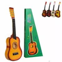 Детская акустическая деревянная гитара для начинающих, 64 см, 6 струн, медиатор, А725