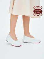Летние туфли женские без каблука натуральная кожа на платформе кожаные танкетке толстой подошве Brado LQ247024-1-white