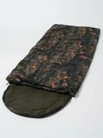 Спальный мешок зимний утепленный взрослый Huntsman Standart с подголовником одноместный (до -17°), ткань алова, цвет темный лес