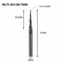 Dreanique конусная фреза по дереву (R0.75 L30.5 d6 покрытие TiAlN) P2BC-R0.75-30.5-H6 39793