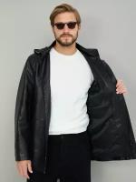 Кожаная куртка дипломат, размер 66, черный