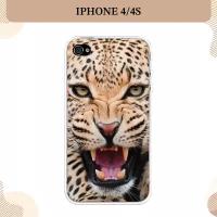 Силиконовый чехол "Леопард 3d" на Apple iPhone 4/4S / Айфон 4/4s