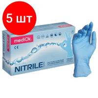 Комплект 2 упаковок, Мед. смотров. перчатки mediOk нитрил, голубой Blue Sky 4г, (M) 50пар/уп