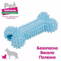 Игрушка для собак Мини косточка Pet Universe. Игрушка для зубов и ухода за дёснами для средних и мелких пород /размер 12*6 см / PU3016BE