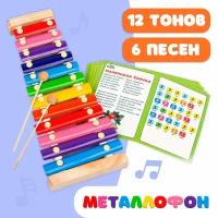 Металлофон, 12 тонов + карточки с песнями