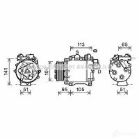 AVA HDAK263 Компрессор кондиционера Honda CR-V 2.4 i 10/06-06/12