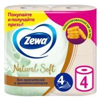 Туалетная бумага Zewa Natural Soft, 4 слоя, 4 рулона