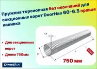 Пружина торсионная без окончаний для секционных ворот DoorHan 60-6.5 правая навивка, длина 750 мм (33065/mR/RAL7004)