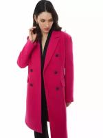 Тёплое пальто полуприлегающего фасона с отложным воротником, цвет Фуксия, размер M