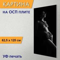 Вертикальная картина на ОСП "Женщина, ню, модель" 62x125 см. для интерьериа