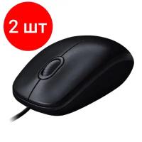 Комплект 2 штук, Мышь компьютерная Logitech M100 Dark/Grey 910-005006 проводная