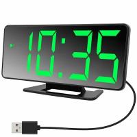 Часы электронные, зеркальные VST 888-4 зеленые цифры/ цифровые, автоматическая яркость, с температурой и будильником