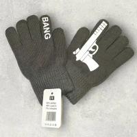 Перчатки детские подростковые для мальчика /утепленные/двойные/зимние/ с пистолетом bang