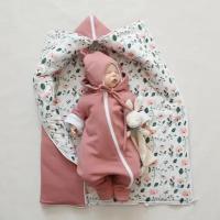 Демисезонный комплект на выписку из футера, для новорожденного, 56 размер, розовый, MAMINY ZAPISKY