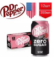 Газированный напиток Dr Pepper Strawberries & Cream Клубника и Крем без сахара США, 355 мл 12шт