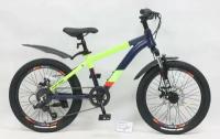 Алюминиевый горный дисковый 24" рост 130-145см 21 скорость синий рама 13" MTB велик подростковый раш гоночный хардтейл hardtail 9 лет 7 лет 8 лет SHIMANO скоростной велосипед RUSH HOUR NS 450