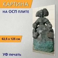 Вертикальная картина на ОСП "Статуя, изображение, бронза" 62x125 см. для интерьериа