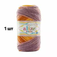 Пряжа Alize Sekerim Bebe Batik Молочный-желтый-беж (7921) 1 моток 100 г/320 м (100% акрил) ализе шекерим бебе батик