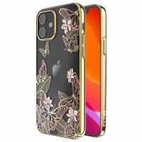 Чехол PQY Butterfly для iPhone 12 mini Розовый/Золотой