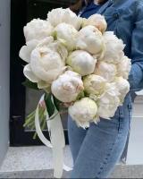Премиум букет из белых пионов, цветы премиум, шикарный, красивый букет цветов, пионы белые