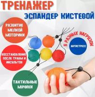 Кистевой силиконовый эспандер для рук и пальцев ProGROM, тактильные мячики, Синий 30 кг