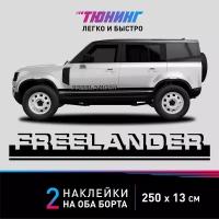 Наклейка на автомобиль Land Rover Freelander (Ленд Ровер Фрилендер), черные полоски на ДВА борта, тюнинг/аксессуары