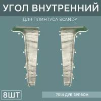 Внутренний угол 72мм для напольного плинтуса Scandy 4 блистера по 2 шт, цвет: Дуб Бурбон