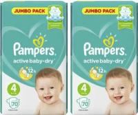 Подгузники Pampers Active Baby-Dry Maxi (9-14 кг) Джамбо, 70+70 (140 шт)